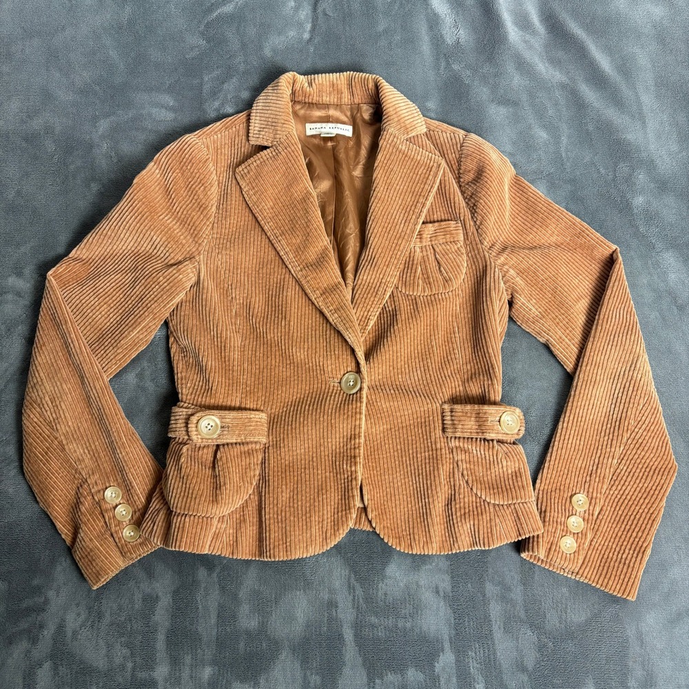 Banana Republic Womens 2 Brown Corduroy Blazer Jacket Cotton Y2K Academia Preppy